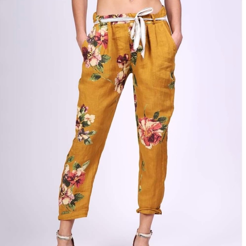 Floral linen pants